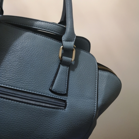 La Diva Vegan Leather Handheld Shoulder and Crossbody Bag Blue Purse - Picture 11 of 13